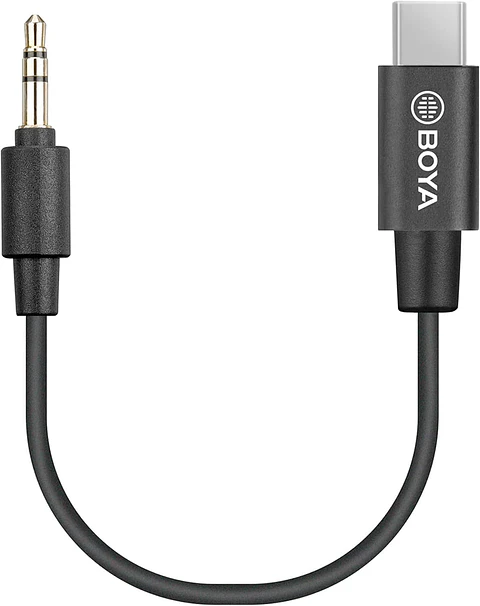 Cable Adaptador de Audio Boya BY-K2 USB-C a 3,5 mm Macho Negro