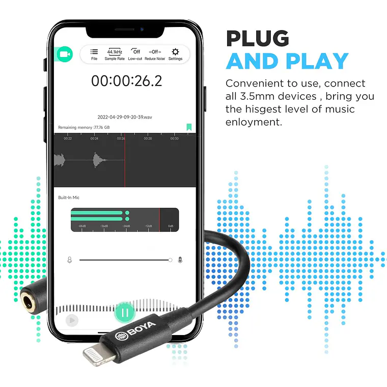 Adaptador de Micrófono Boya BY-K3 TRRS a Lightning Certificado MFi 5