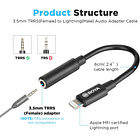 Adaptador de Micrófono Boya BY-K3 TRRS a Lightning Certificado MFi 6