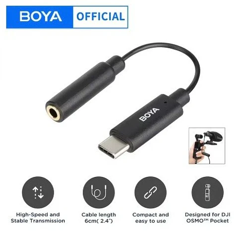 Adaptador de Audio Boya BY-K6 TRS Hembra de 3,5 mm a USB-C
