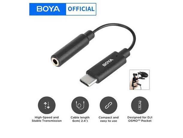 Adaptador de Audio Boya BY-K6 TRS Hembra de 3,5 mm a USB-C