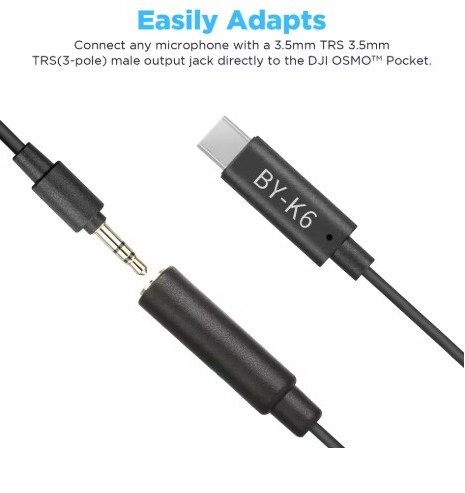 Adaptador de Audio Boya BY-K6 TRS Hembra de 3,5 mm a USB-C 5