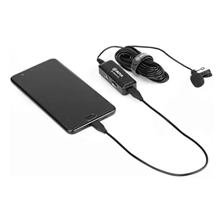 Micrófono Lavalier Omnidireccional Digital Boya con Conexión USB-C y USB 2