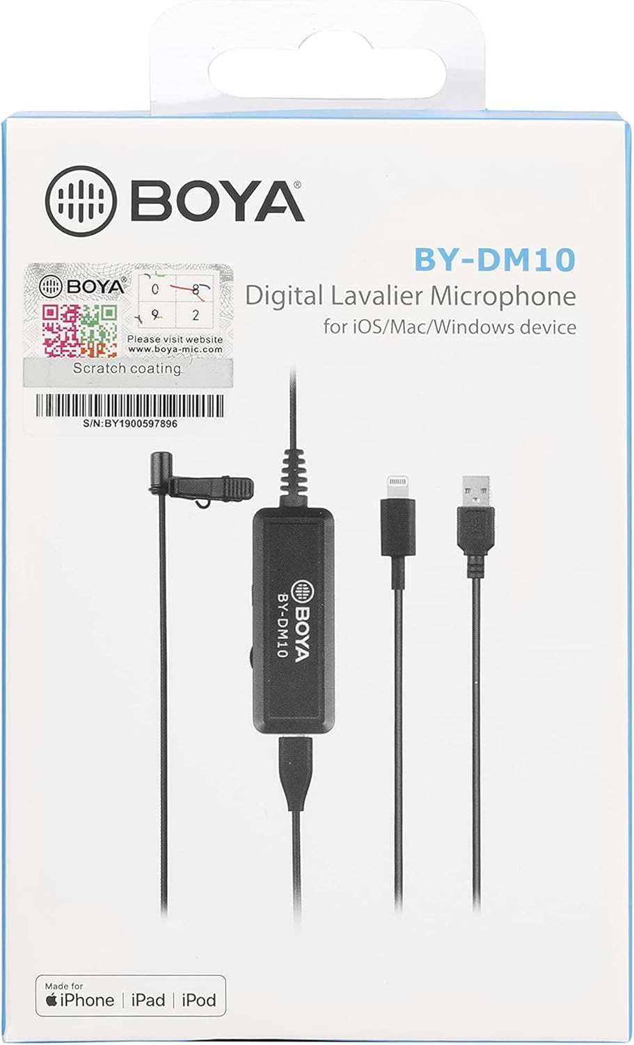 Micrófono Lavalier Omnidireccional Digital Boya BY-DM10 con Conexión Lightning y USB 4