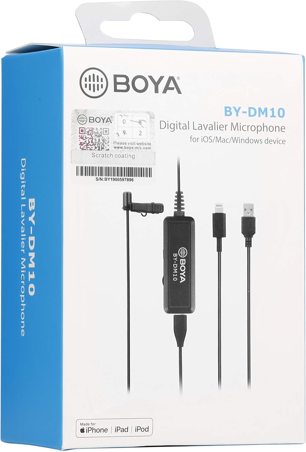 Micrófono Lavalier Omnidireccional Digital Boya BY-DM10 con Conexión Lightning y USB 5