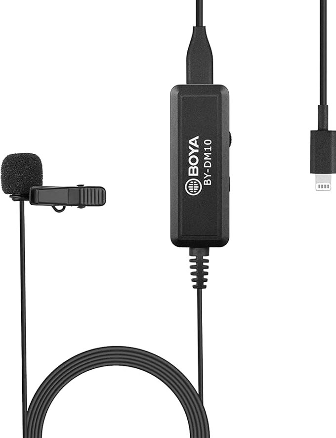 Micrófono Lavalier Omnidireccional Digital Boya BY-DM10 con Conexión Lightning y USB 1