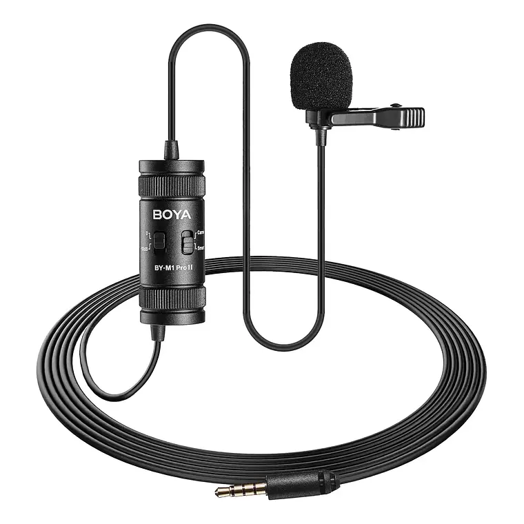 Micrófono Lavalier Condensador Omnidireccional Boya BY-M1 Pro II con Conector TRRS y Cable de 6 Metros 1