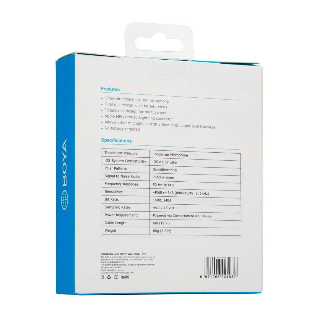 Micrófonos Lavalier Condensador Omnidireccional Boya BY-M2D 5