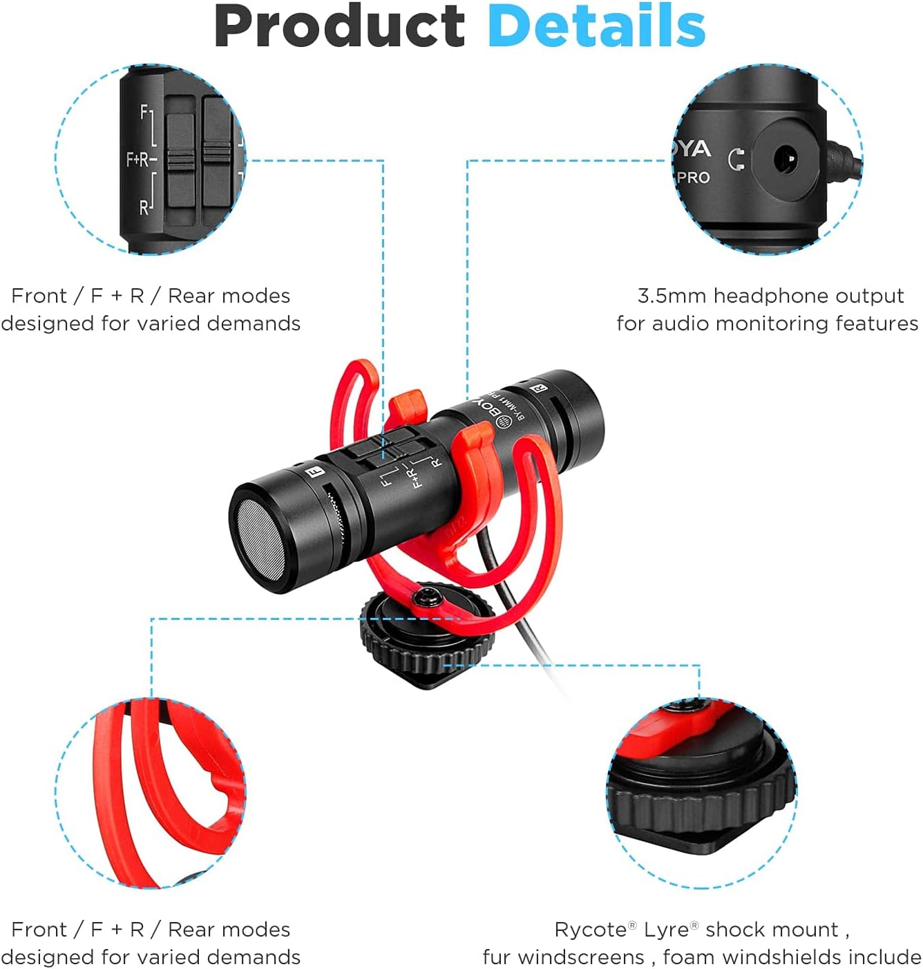 Micrófono Condensador de Doble Cápsula Boya MM1 Pro 7