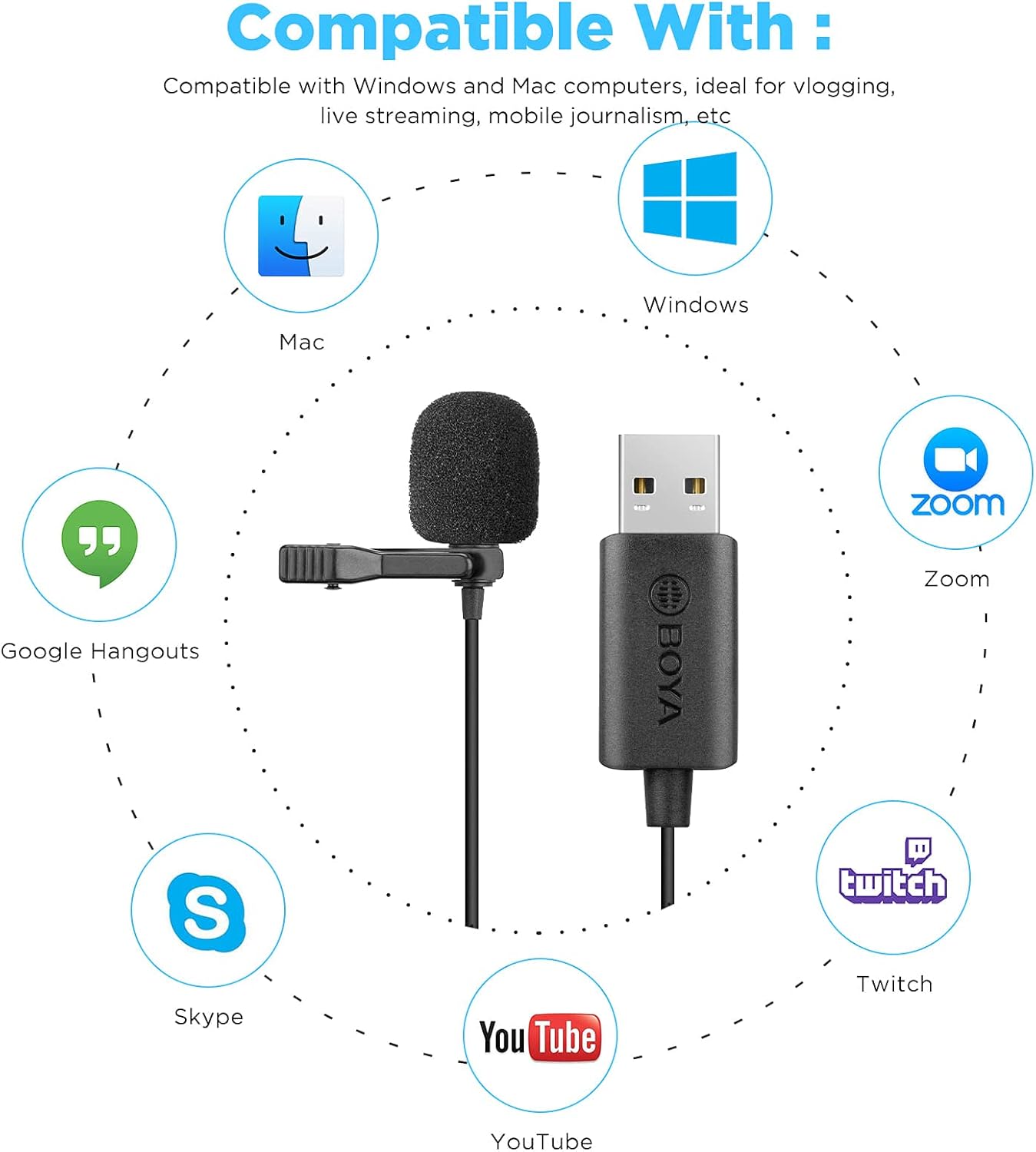 Micrófono Lavalier USB Boya BY-LM40 con Cable de 4 Metros Negro 6