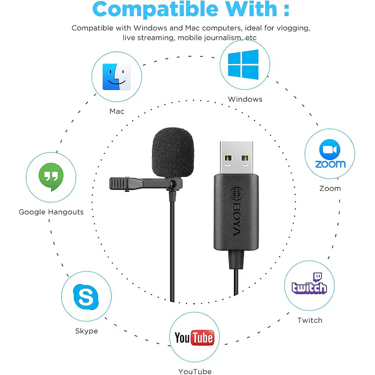 Micrófono Lavalier USB Boya BY-LM40 con Cable de 4 Metros Negro 6