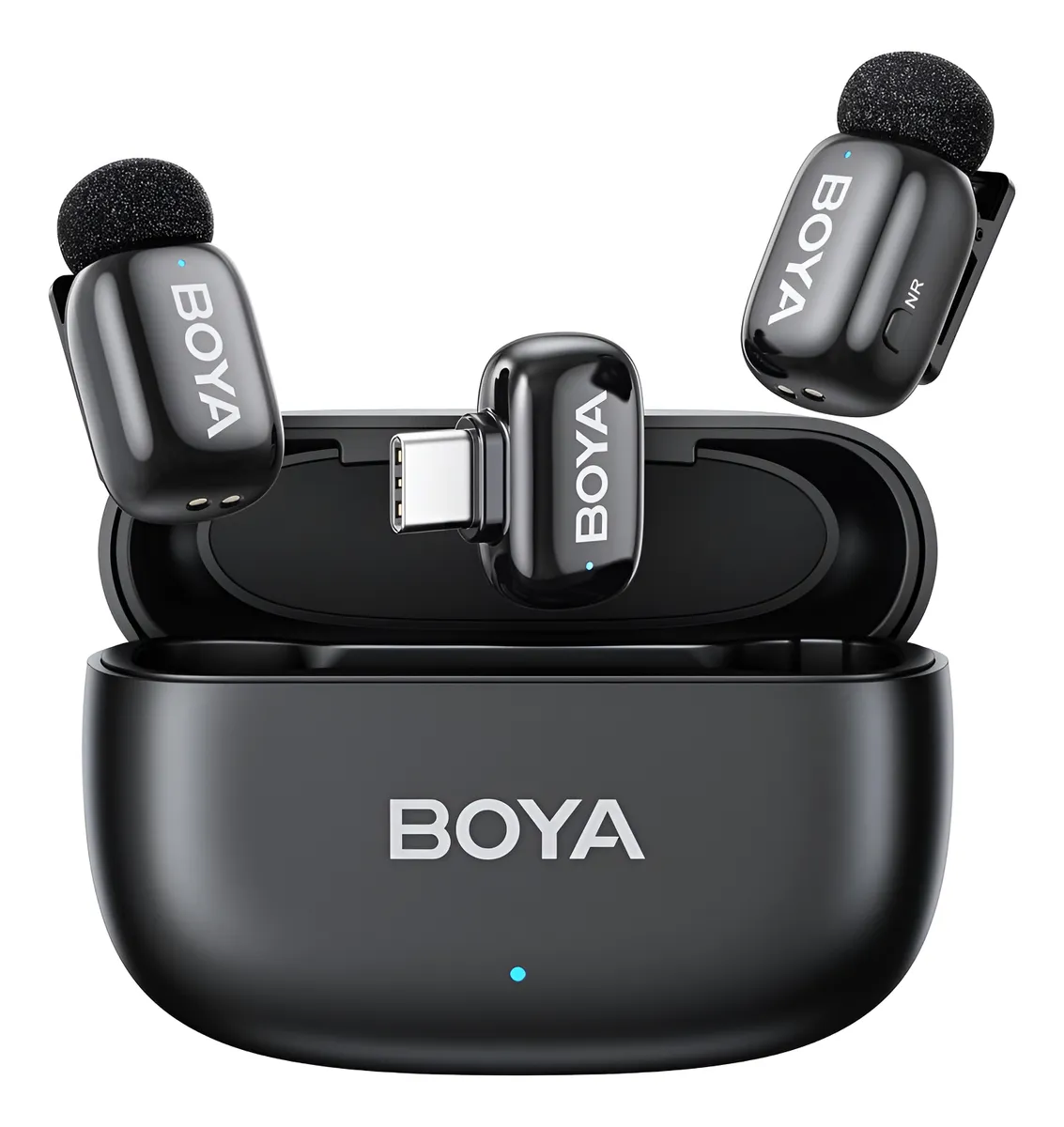 Micrófono Lavalier Inalámbrico Boya Mini 14 con 2 Transmisores y Estuche de Carga Negro 1