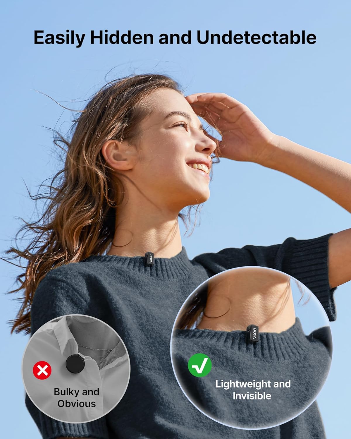 Micrófono Lavalier Inalámbrico Boya Mini 14 con 2 Transmisores y Estuche de Carga Negro 2