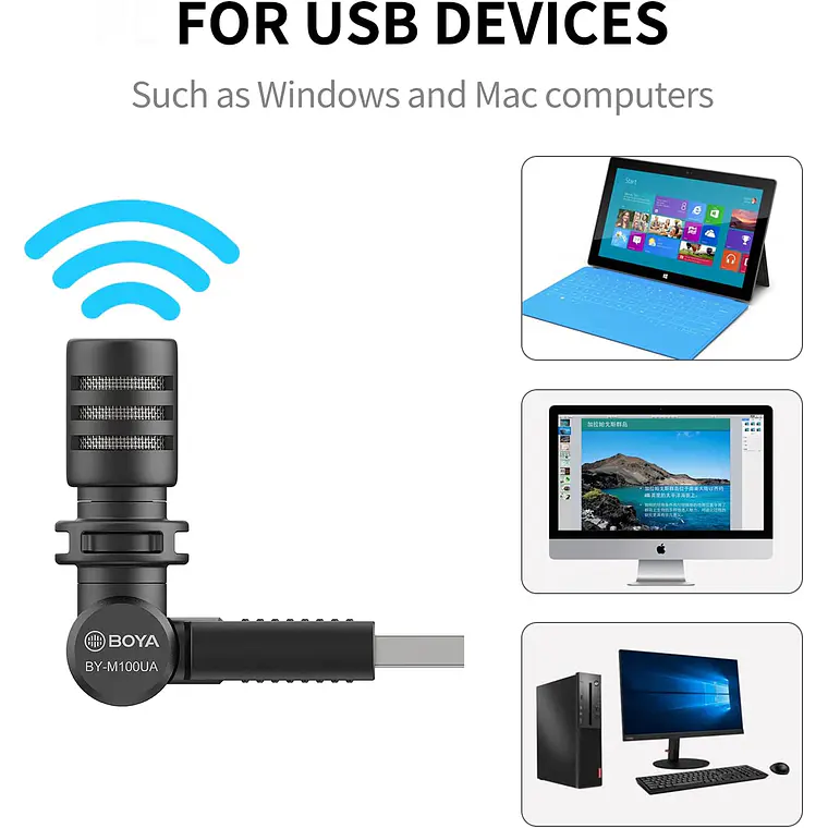 Micrófono Shotgun USB-A Boya BY-M100UA Mini Plug & Play 6