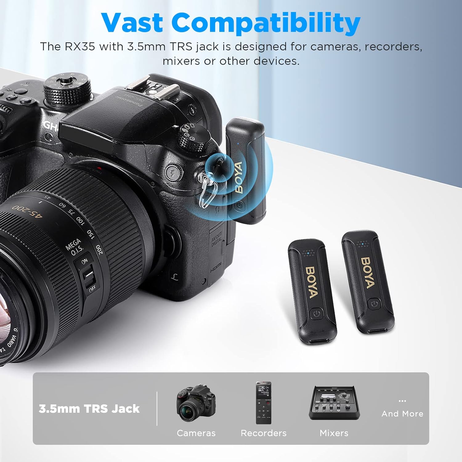 Micrófono Inalámbrico Mini Boya de 2,4 GHz con Conector TRS de 3,5 mm 2