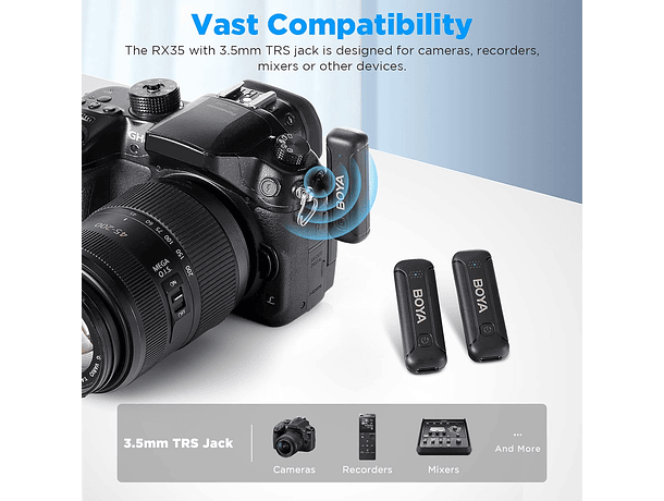 Micrófono Inalámbrico Mini Boya de 2,4 GHz con Conector TRS de 3,5 mm