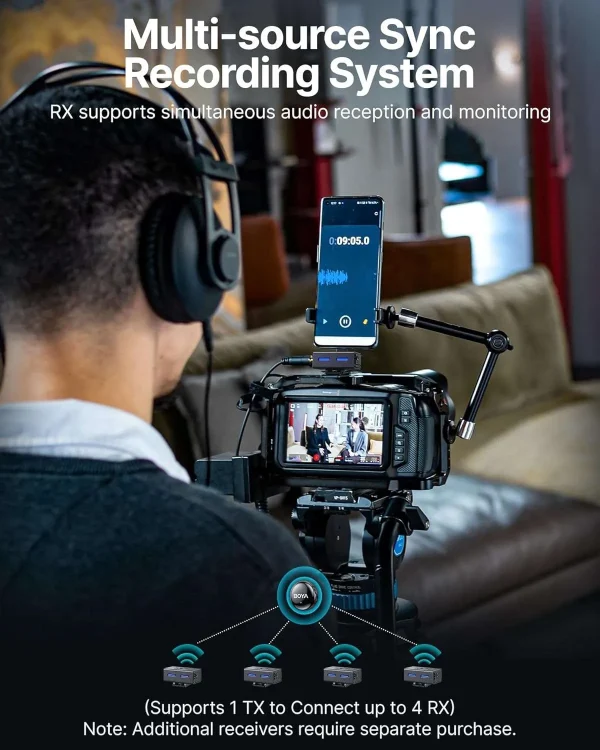 Micrófono Lavalier Inalámbrico Boya BOYALINK 3-04 con IA y Conectores USB-C y Lightning 7