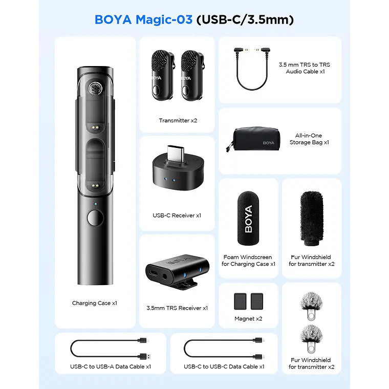 Micrófono Lavalier Inalámbrico Doble Boya Magic 03 con IA 7