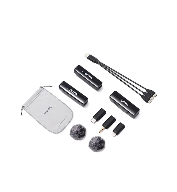 Micrófono Lavalier Inalámbrico Boya BOYALINK A2 con Conectores USB-C y Lightning 8
