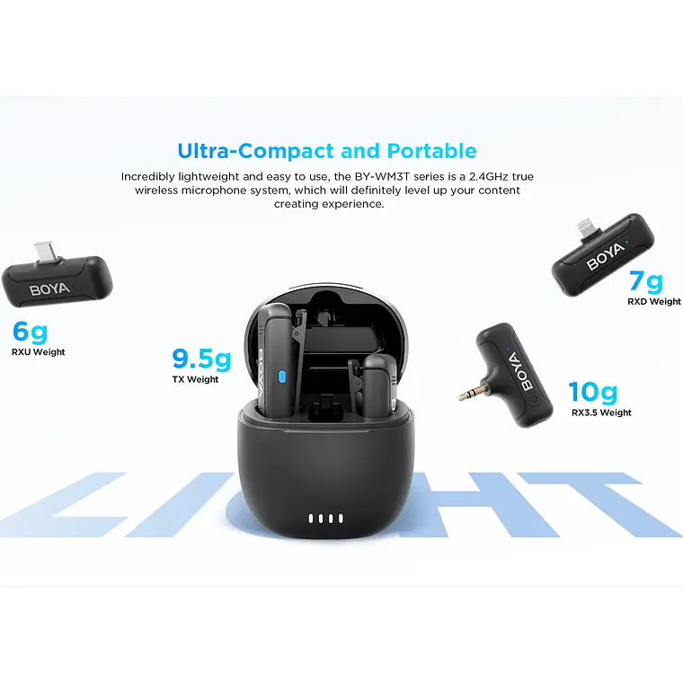 Micrófono Inalámbrico Mini Boya BY-WM3T-U2 de 2,4 GHz con Conector USB-C 7