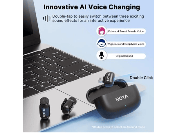 Micrófono Lavalier Inalámbrico Doble Boya Mini con Conectores USB-C y Lightning