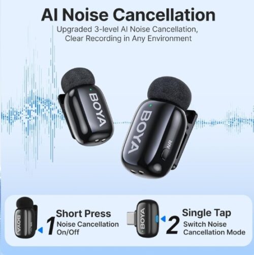 Micrófono Lavalier Inalámbrico Doble Boya Mini con Conectores USB-C y Lightning 4