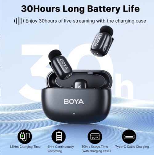 Micrófono Lavalier Inalámbrico Doble Boya Mini con Conectores USB-C y Lightning 5