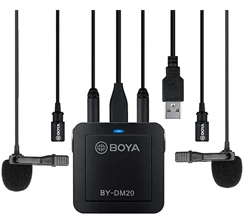 Kit de Micrófonos Boya BY-DM20 para Grabación Doble con Conectores USB, USB-C y Lightning
