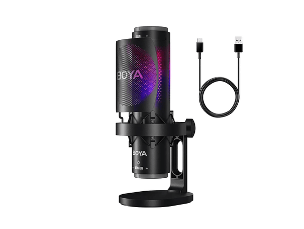 Micrófono USB Condensador Boya K9-MIC con Iluminación RGB
