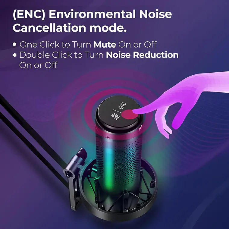 Micrófono USB Condensador Boya K9-MIC con Iluminación RGB 6