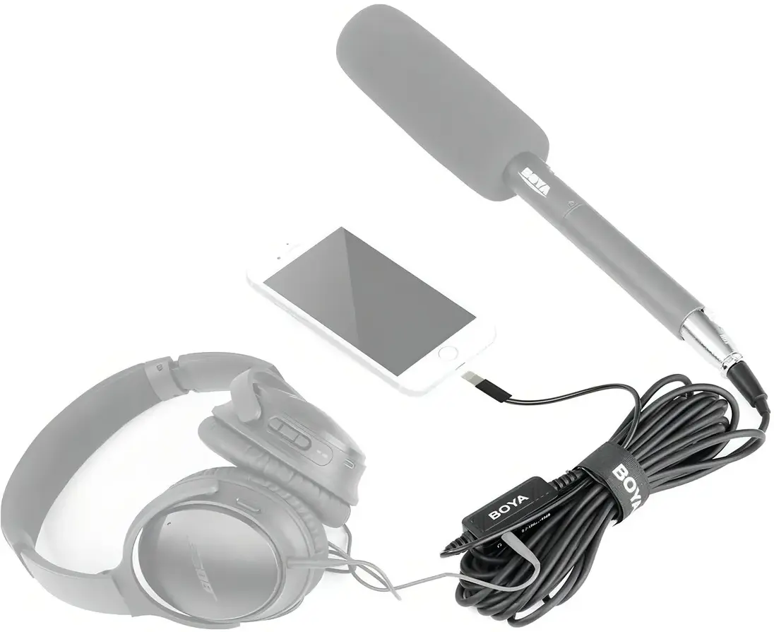 Cable Adaptador Boya BY-BCA7 con Preamplificador de Lightning a XLR Hembra 2