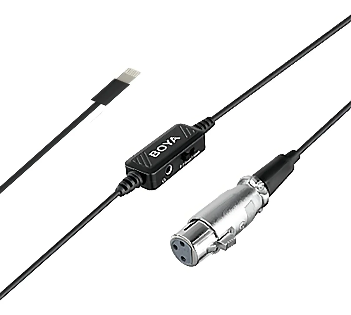 Cable Adaptador Boya BY-BCA7 con Preamplificador de Lightning a XLR Hembra 1