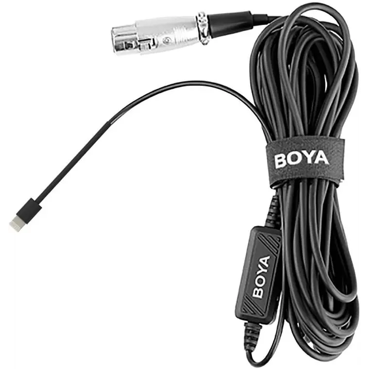 Cable Adaptador Boya BY-BCA7 con Preamplificador de Lightning a XLR Hembra 6