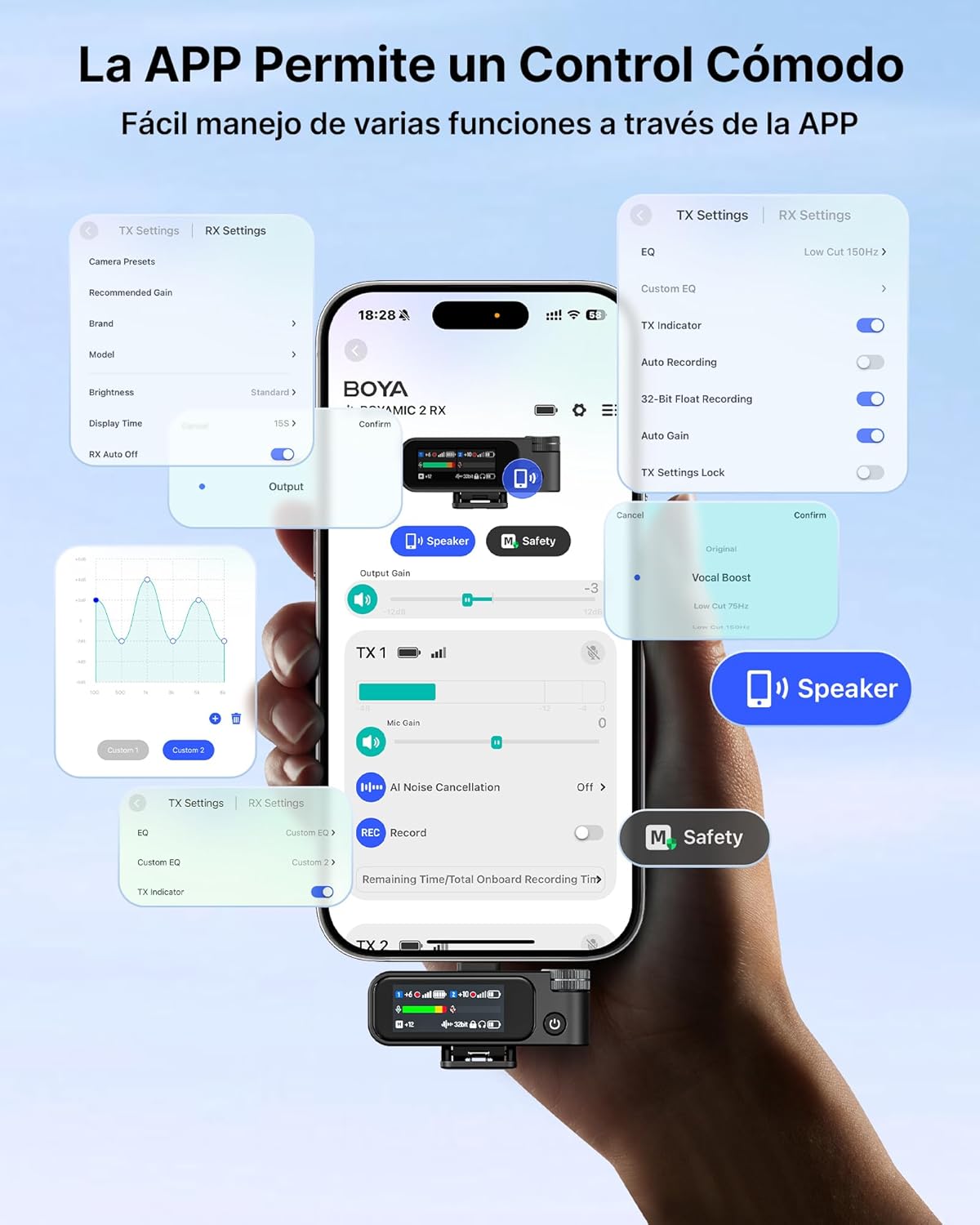 Micrófono Lavalier Inalámbrico Boya BOYAMIC 2-03 con IA  7