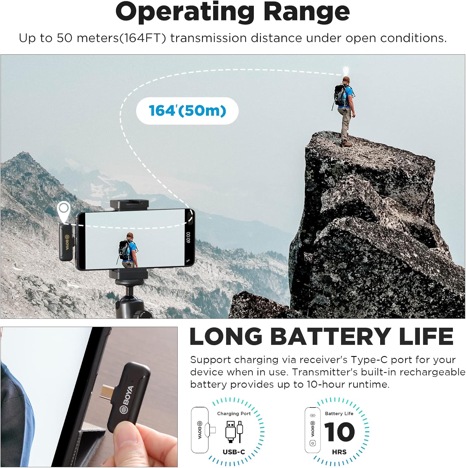 Micrófono Inalámbrico Boya BY-WM3T2-U1 con Conector USB-C  8