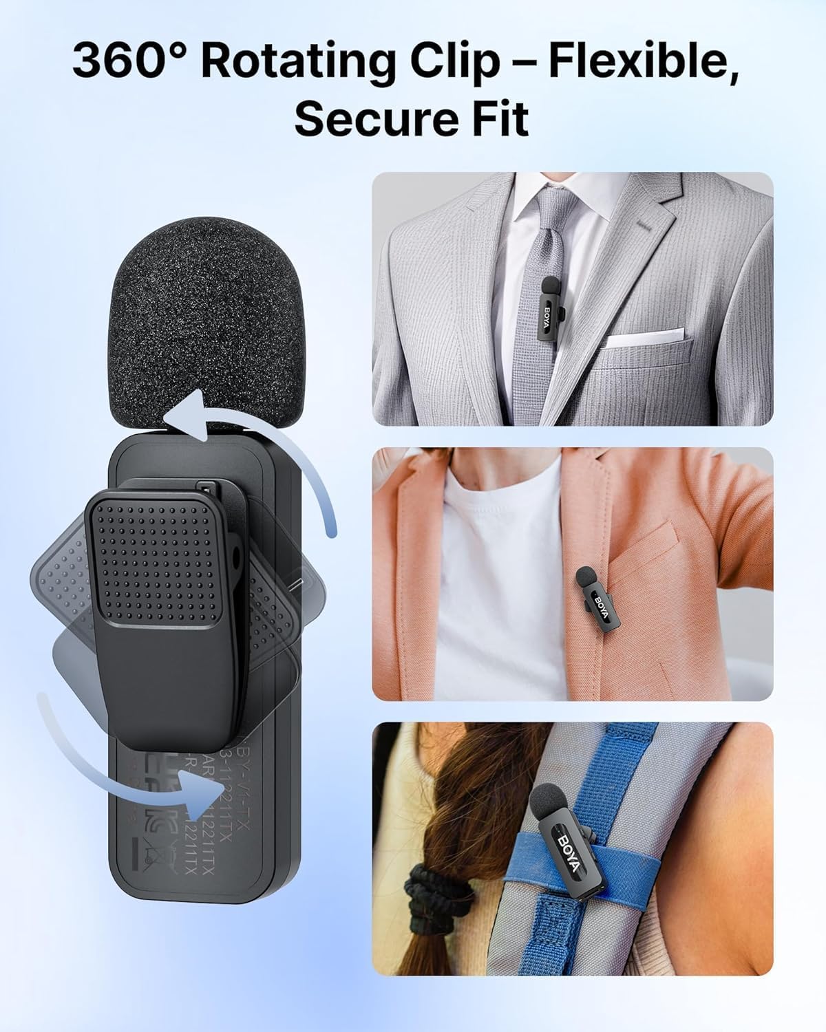 Micrófono Lavalier Inalámbrico Doble Boya BY-V30 con Conector USB-C 2