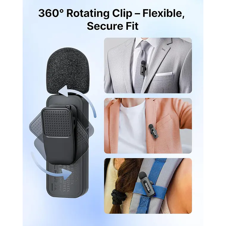 Micrófono Lavalier Inalámbrico Doble Boya BY-V30 con Conector USB-C 2