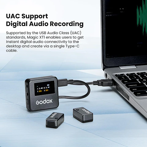 Micrófono Lavalier Inalámbrico Doble Godox Magic XT1-C de 2,4 GHz con Conector USB-C