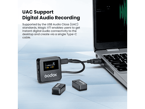 Micrófono Lavalier Inalámbrico Doble Godox Magic XT1-C de 2,4 GHz con Conector USB-C