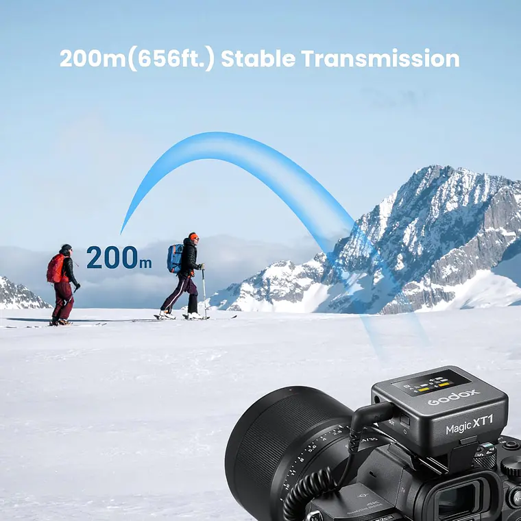 Micrófono Lavalier Inalámbrico Doble Godox Magic XT1-C de 2,4 GHz con Conector USB-C 4