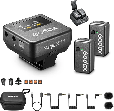 Micrófono Lavalier Inalámbrico Doble Godox Magic XT1-C de 2,4 GHz con Conector USB-C