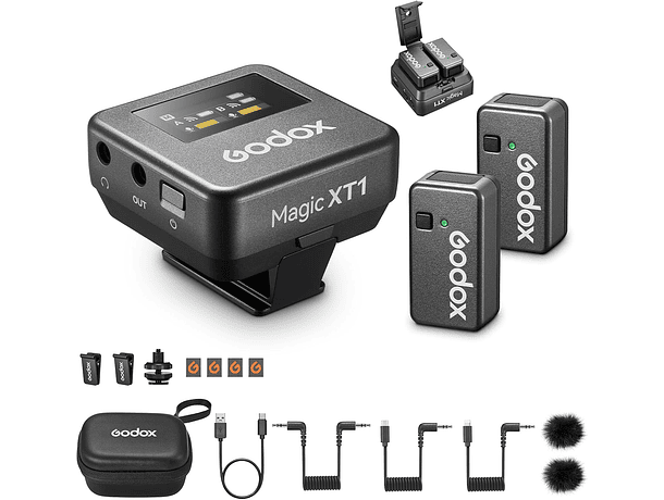 Micrófono Lavalier Inalámbrico Doble Godox Magic XT1-C de 2,4 GHz con Conector USB-C