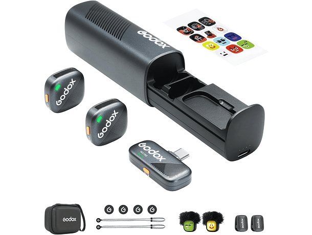Micrófono Lavalier Inalámbrico Doble Godox Cube-SC Kit 2 con Conector USB-C
