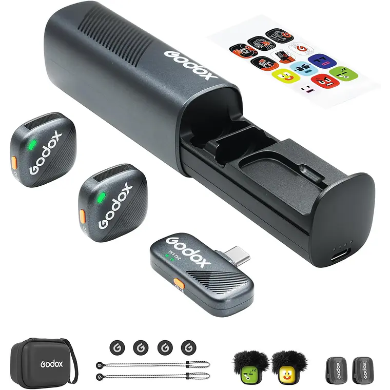 Micrófono Lavalier Inalámbrico Doble Godox Cube-SC Kit 2 con Conector USB-C 1