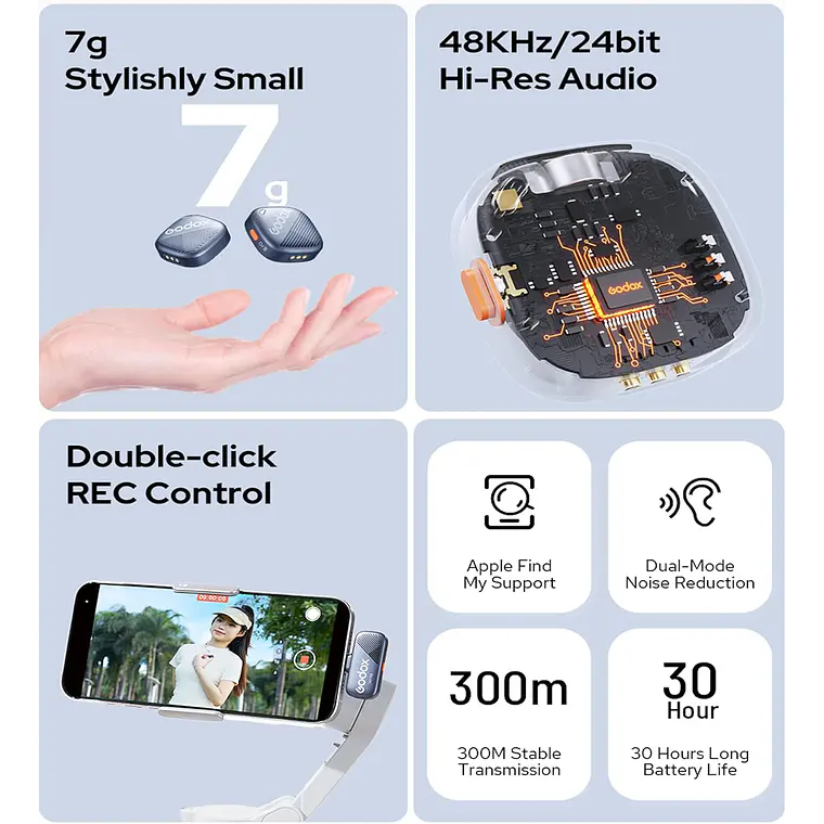 Micrófono Lavalier Inalámbrico Godox Cube-C Kit 1 para Cámaras y USB-C 4