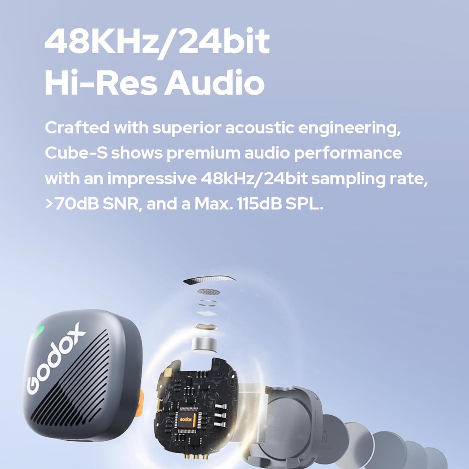 Micrófono Lavalier Inalámbrico Godox Cube-C Kit 1 para Cámaras y USB-C 6