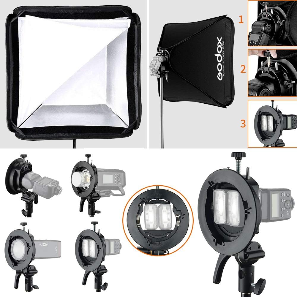 Softbox Godox de 60 × 60 cm con Adaptador Bowens para Flashes  6