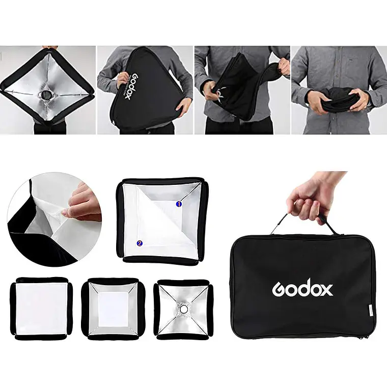 Softbox Godox de 60 × 60 cm con Adaptador Bowens para Flashes  8