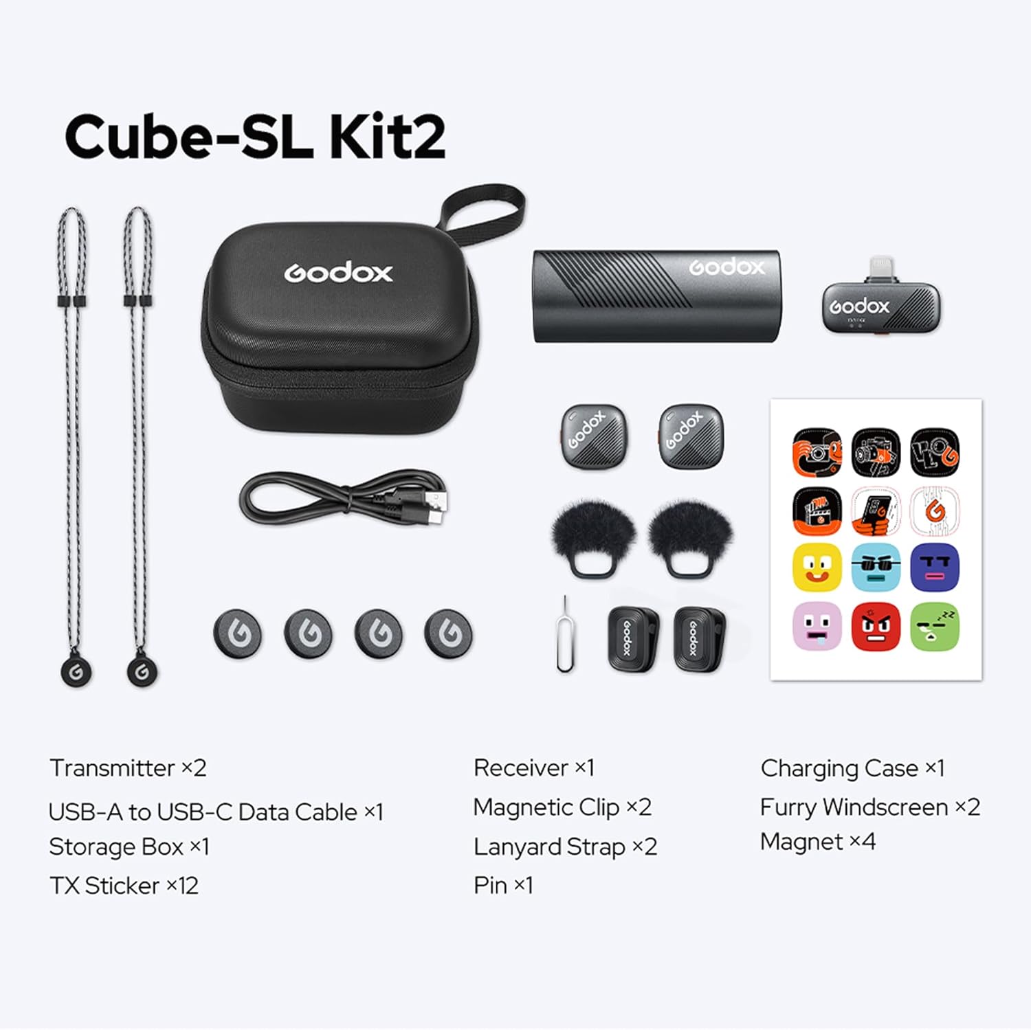 Micrófono Lavalier Inalámbrico Doble Godox Cube-SL Kit 2 con Conector Lightning 8