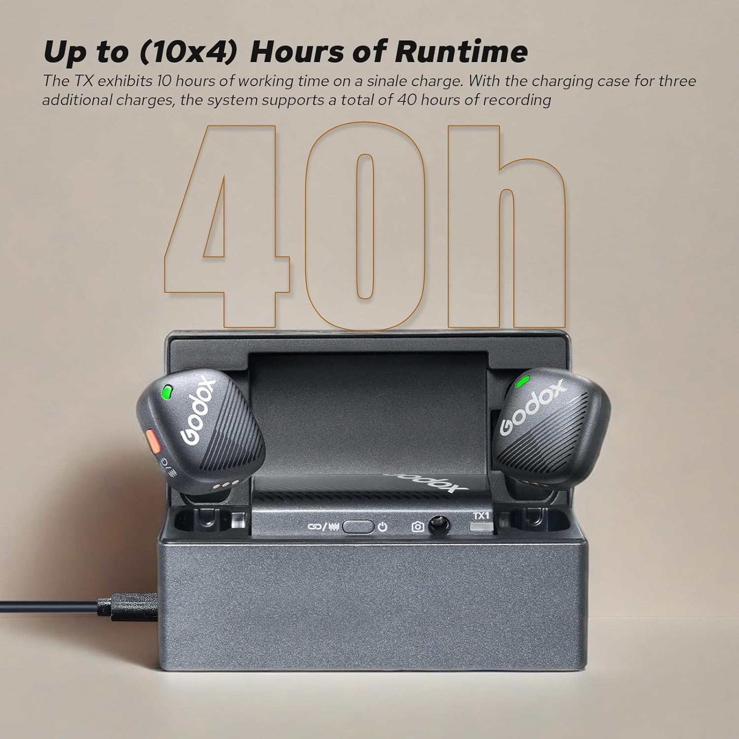 Micrófono Lavalier Inalámbrico Doble Godox Cube-C Combo Kit 2 para Cámaras, USB-C y Lightning 5